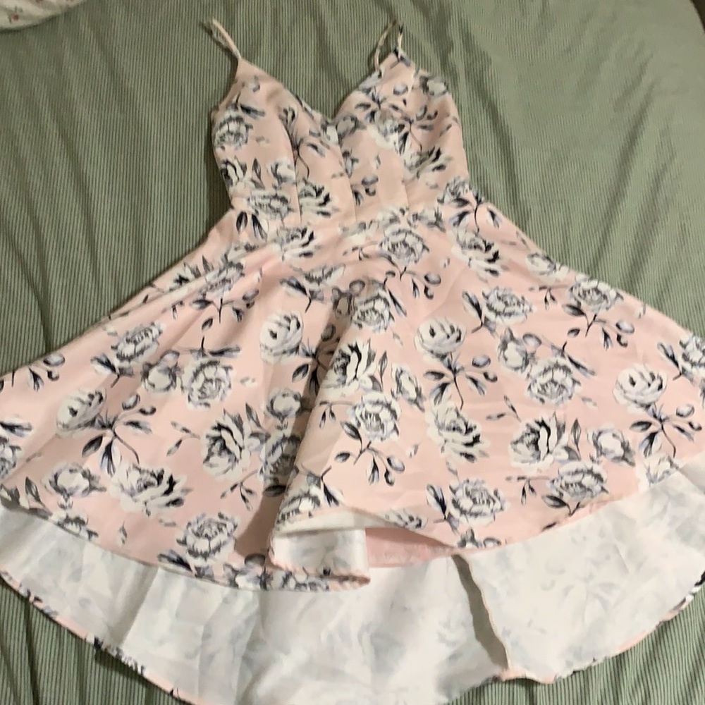 Pink Floral A-line Prom/Grad/Reception Dress - Picture 2 of 3